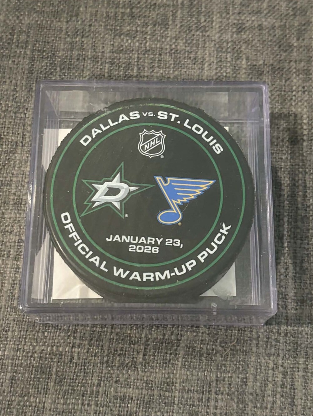Dallas Stars vs St. Louis Blues NHL Official Warm Up Hockey Puck